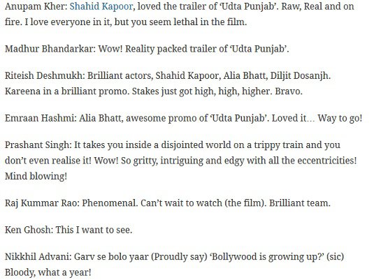 Udta Punjab reactions