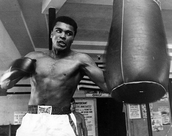 May 17, 1967: Muhammad Ali punches the bag.