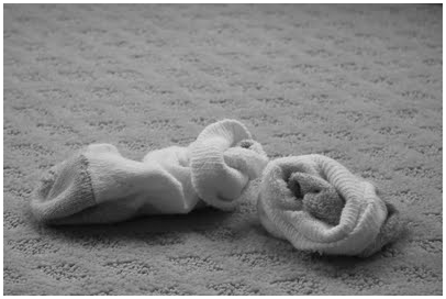 Socks should be on floor only. Mans logic.